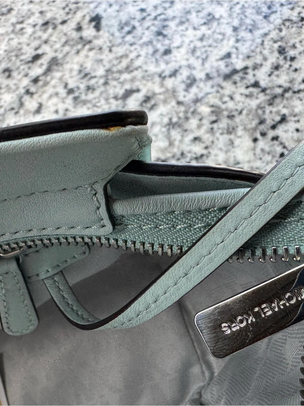 Michael Kors Mint Green Patchwork Leather Satchel